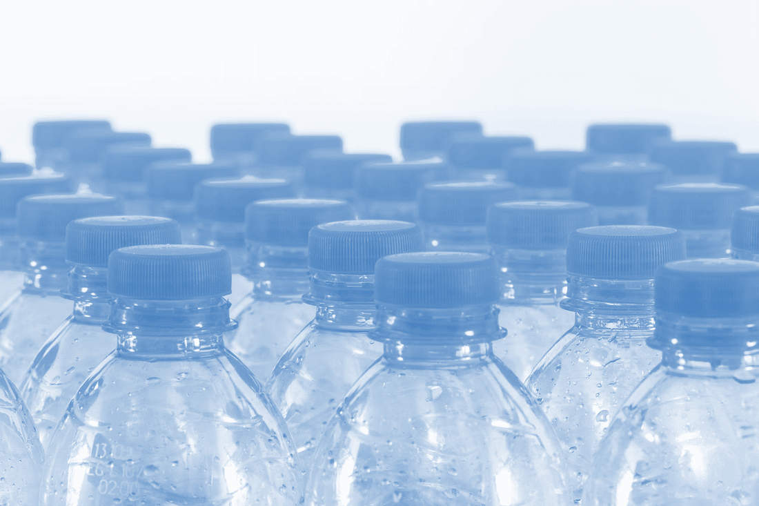 Water bottles lined up