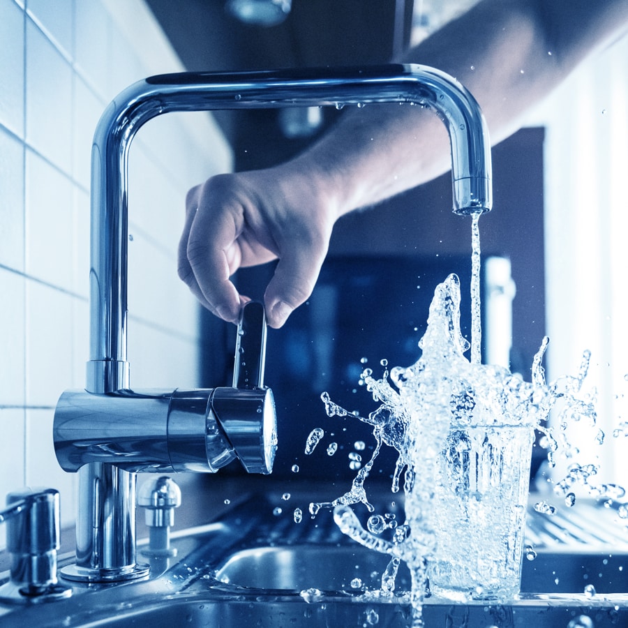 A person using a sink